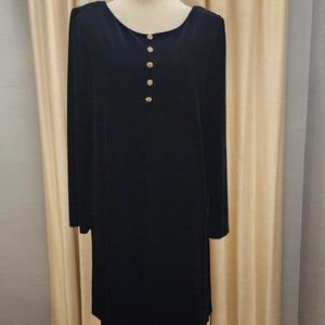 Vintage FILIGREE LTD. Black Velvet Dress Flower Buttons Size 14